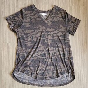 Camo V-Neck Women's Top,  Size M